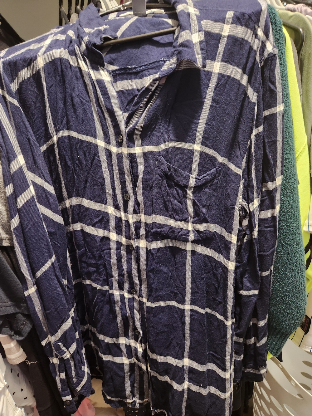 Old Navy Navy and White Plaid Button-Down Shirt